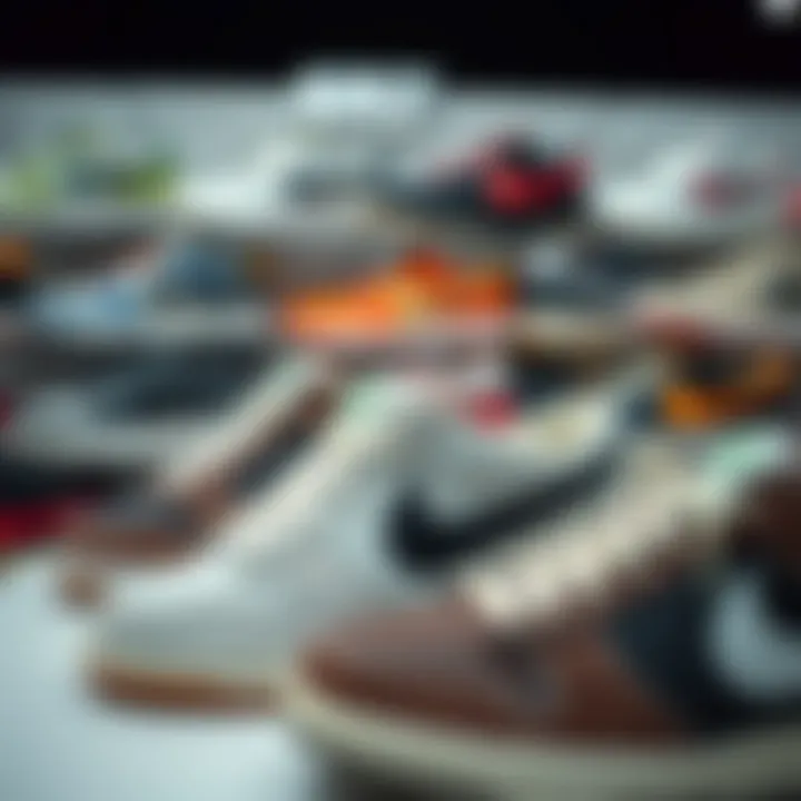 Diverse range of Nike shoe models on display