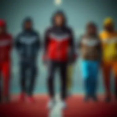 Variety of tracksuit colors and patterns