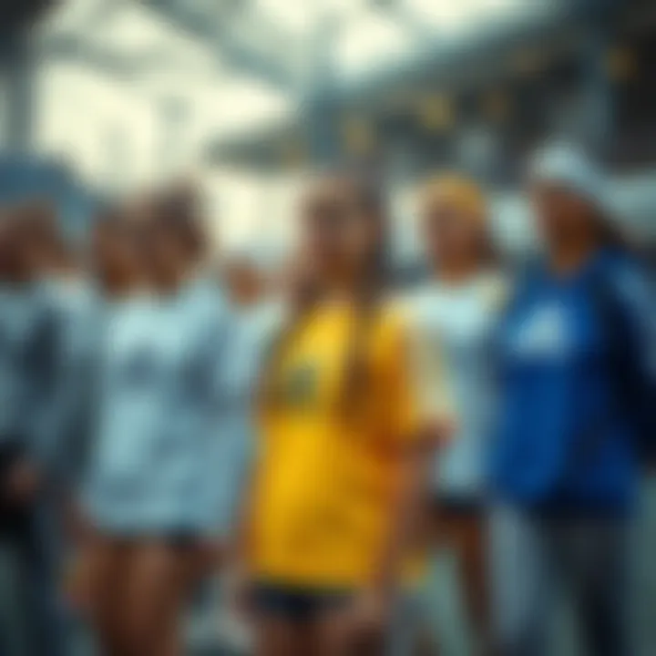 Group of female athletes in various Adidas sportswear during an event