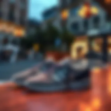 Elegant display of Adidas Breaknet shoes in a chic urban setting