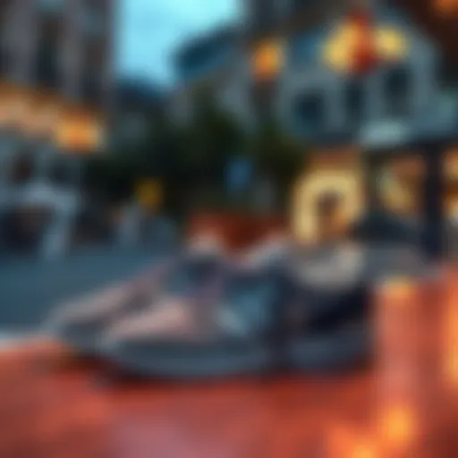 Elegant display of Adidas Breaknet shoes in a chic urban setting