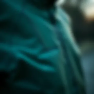 Close-up of the technical features of the Adidas Helionic jacket