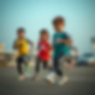 Children actively engaged in sports wearing Adidas shoes