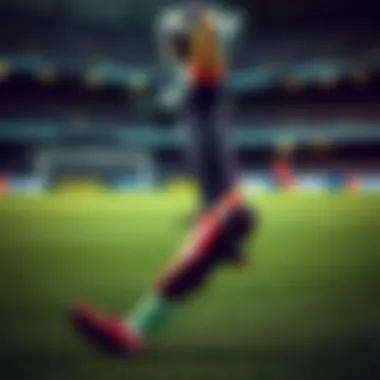 A stylish football player wearing Adidas Messi boots on the field