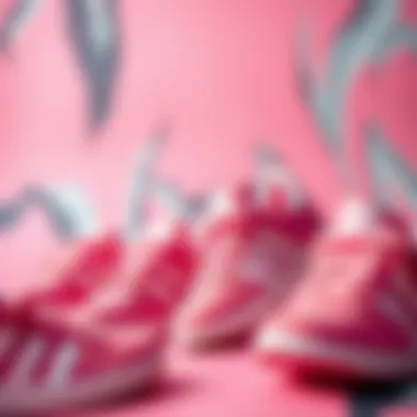 A vibrant collection of adidas pink shoes on a stylish background