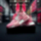 Stylish pink adidas shoes on display