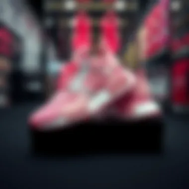 Stylish pink adidas shoes on display