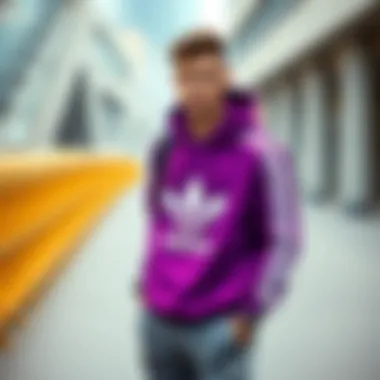 Styled outfit featuring the Adidas purple sweatshirt