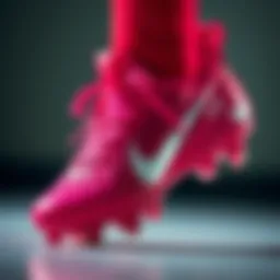 Close-up view of the Air Zoom pink cleat showcasing its intricate design and technology.