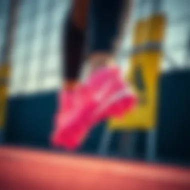 Athlete wearing the Air Zoom pink cleats during a dynamic sports activity.