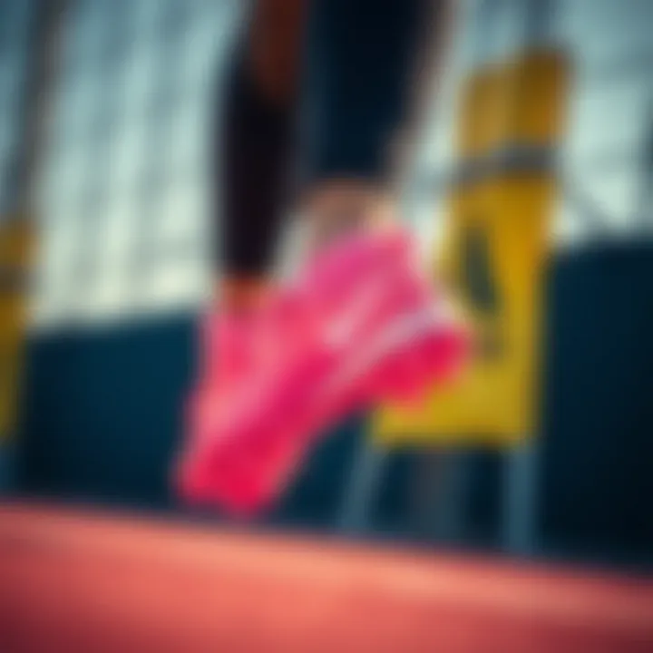 Athlete wearing the Air Zoom pink cleats during a dynamic sports activity.