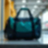 Stylish gym bag displaying various compartments