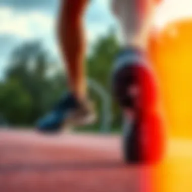 Athlete running confidently in Asics rubber sole shoes on a track.