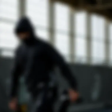 Athletic apparel in black showcasing performance features