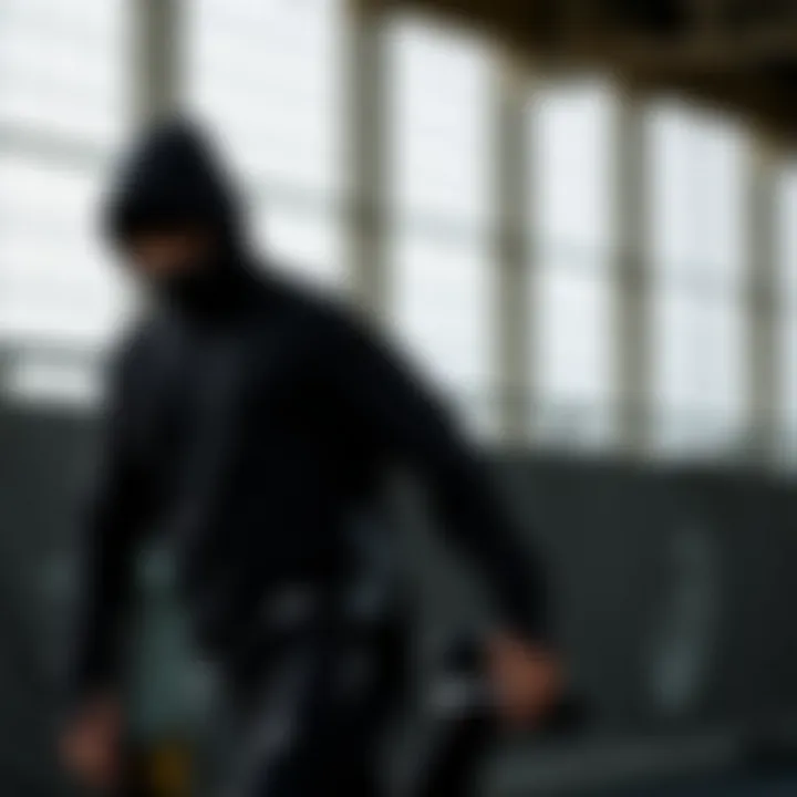 Athletic apparel in black showcasing performance features