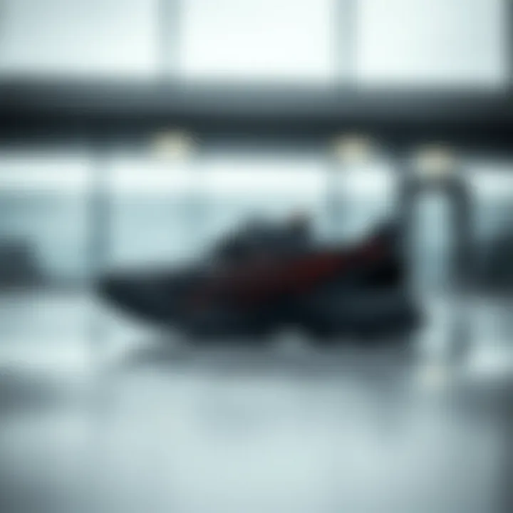 Stylish black Asics running shoes on a sleek surface