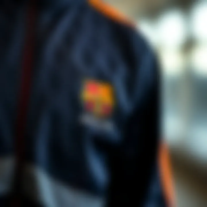 Close-up of fabric quality in Barcelona tracksuit top