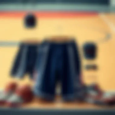 Basketball Shorts with Accessories Basketball shorts displayed with accessories and footwear
