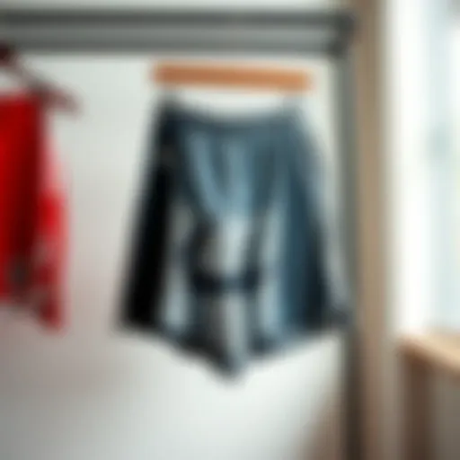 Stylish Basketball Shorts Stylish basketball shorts hanging on a rack