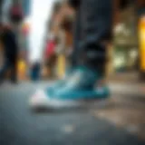 Stylish Converse sneakers on a vibrant street