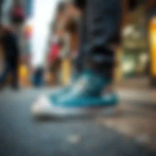 Stylish Converse sneakers on a vibrant street