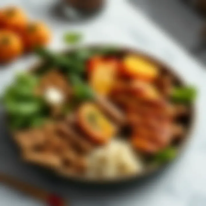 A balanced meal plate showcasing lean proteins, whole grains, and greens