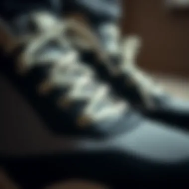 Close-up of materials used in ankle shoe design