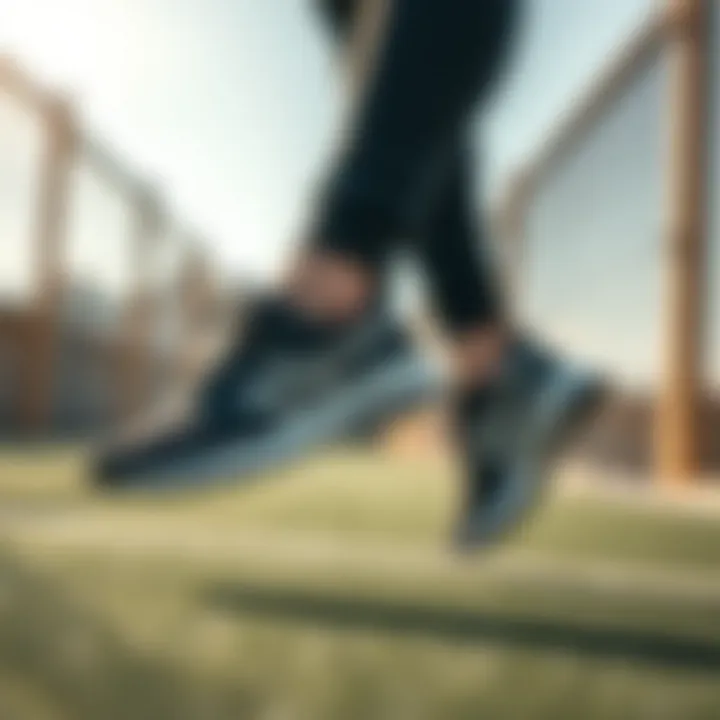 Trendy ankle shoes showcased in an athletic environment