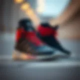 A stylish pair of high-top Adidas shoes showcasing modern design elements.