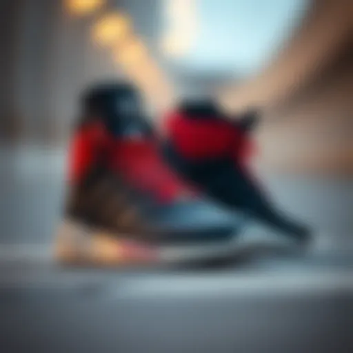 A stylish pair of high-top Adidas shoes showcasing modern design elements.