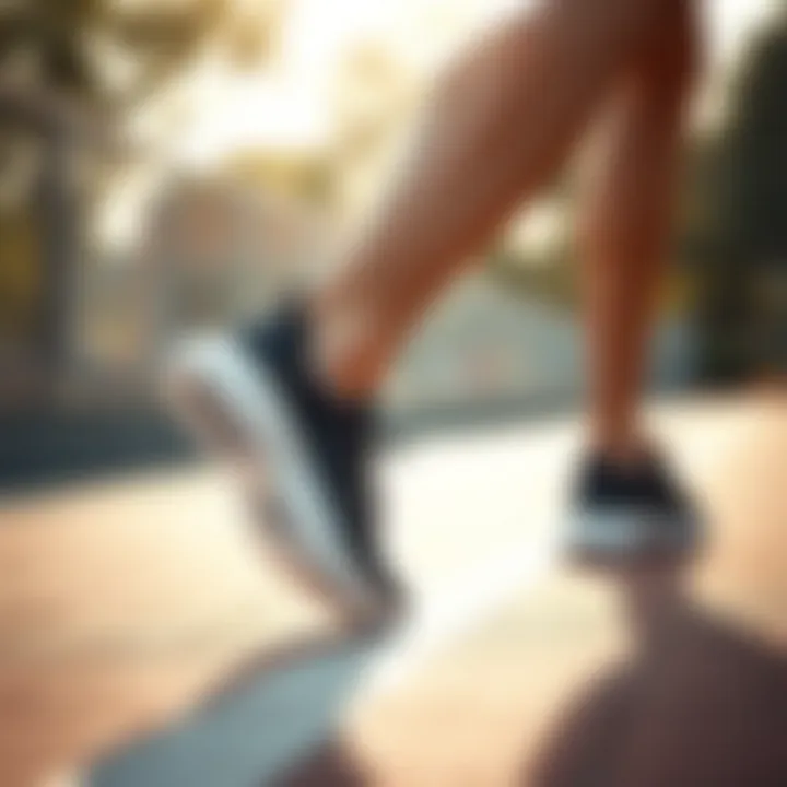 An active individual wearing Adidas ankle shoes while engaging in sports activities.