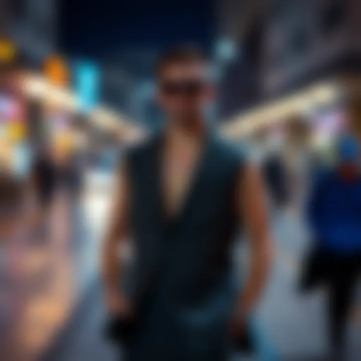 Stylish outfit combining a sleeveless blazer