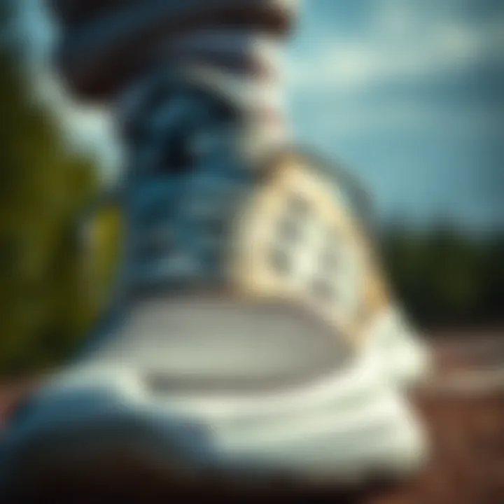 Close-up of the technical features of a sports shoe.