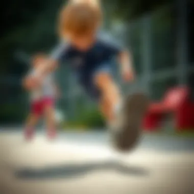 Child in Action with Adidas Samba A child actively playing sports while wearing Adidas Samba shoes