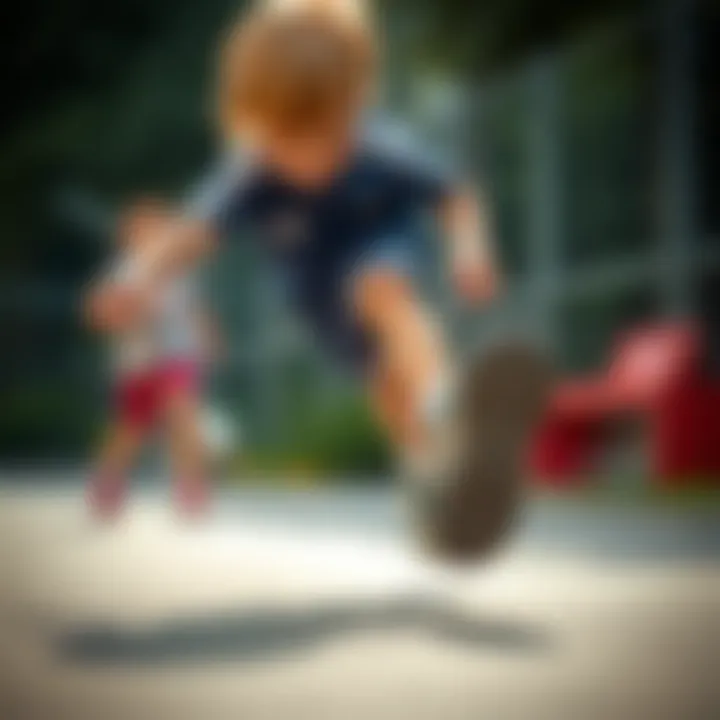 Child in Action with Adidas Samba A child actively playing sports while wearing Adidas Samba shoes