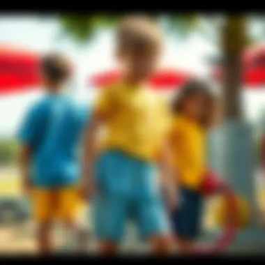 Vibrant Styles of Kids Shorts Stylish kids shorts showcased in a vibrant outdoor setting