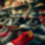 A vintage display of Converse shoes showcasing their rich history.