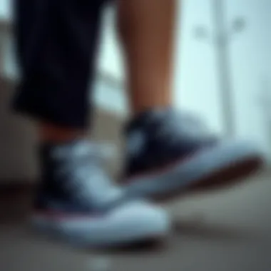 Converse boots enhancing sporty aesthetics.