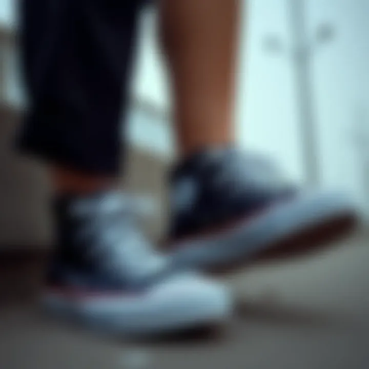 Converse boots enhancing sporty aesthetics.