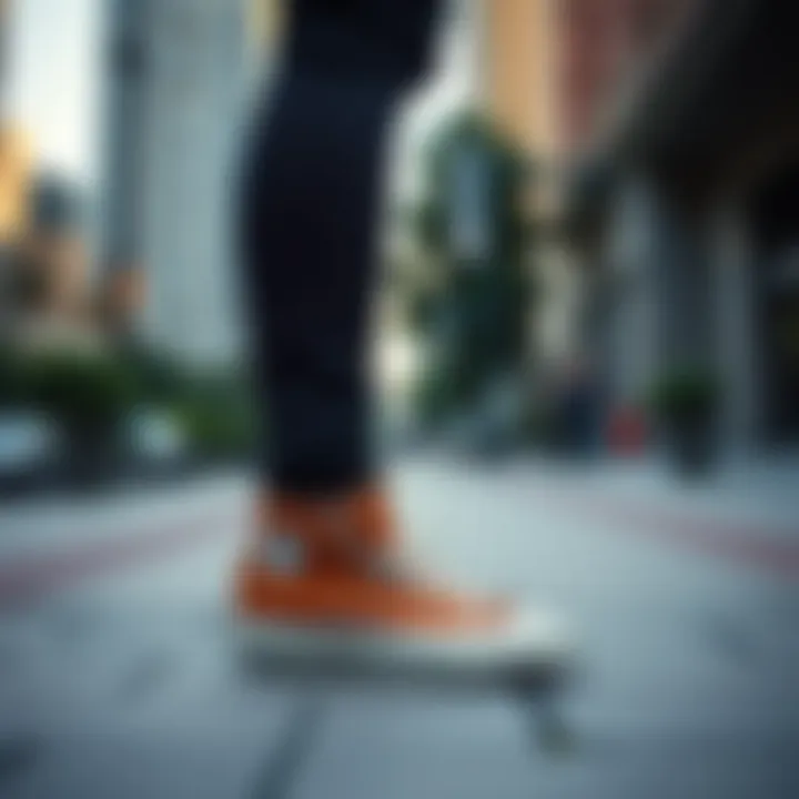 Stylish brown Converse shoes in an urban setting