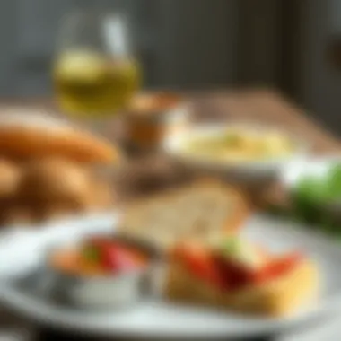A beautifully arranged dish featuring dishes made with diet bread