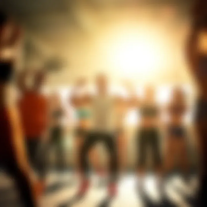 Group Fitness Energy Energetic group performing a fitness routine