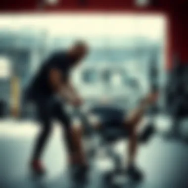 Trainer guiding a client on dumbbell bench press technique