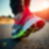 A close-up view of running shoes showcasing advanced cushioning technology