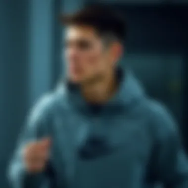 Athletic individual wearing fleece during a workout session