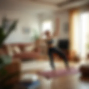 An individual performing yoga for weight loss in a cozy living room
