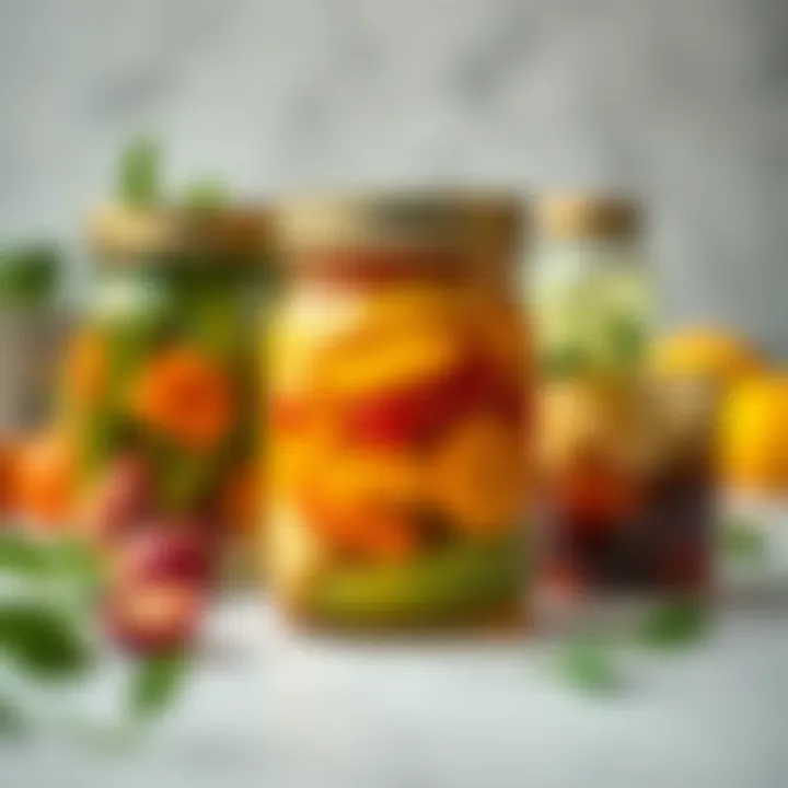 Artisan fermentation jars containing various fermented vegetables