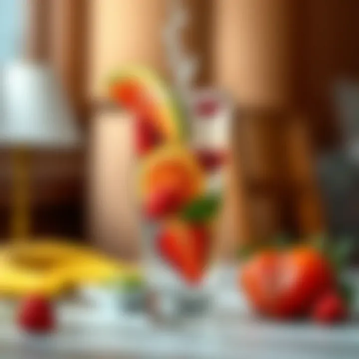 A glass of water infused with fruits, emphasizing hydration.