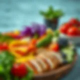 A vibrant, healthy meal showcasing fresh vegetables and lean protein.