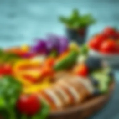 A vibrant, healthy meal showcasing fresh vegetables and lean protein.